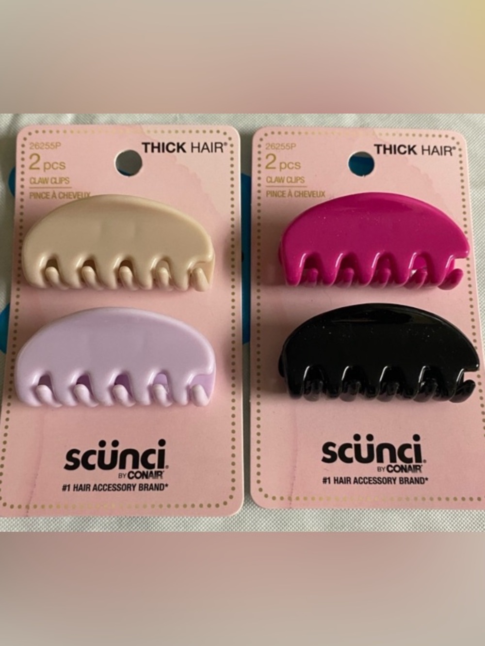 Scunci Thick Hair Claw Clips - 4 Pack